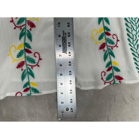 Curations Womens White Embroidered Dress Cover Up Short Sleeve Wrap Tie Size 2X - Picture 7 of 9